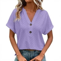 Daznico Womens Tops Women Loose V izrez Kratki rukav Tors Casual Pure Color Lice Ljetne košulje za bluze