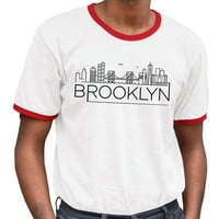 Skyline Brooklyn New York Ringler Tee majica Unise 2x-Veliki bijeli crveni
