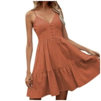 Clearsance Ljetne haljine za žene Solid srednje duljine sunčeve haljine bez rukava haljina narančasta