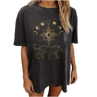 Ženska plus veličina T-majice za čišćenje Ženske vintage kap rukave lubanje Sunce Moon Print kratkih