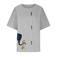 Homodles Ženski kratki rukav Ležerne majice Summer - Odštampano casual mashirts sive veličine XL