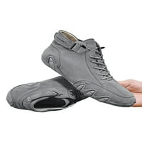 Colisha Muške stane ručne šivene čizme Fau kožne čizme za gležnjeve Radne cipele bez klizanja Casual cipele čipke gore siva, koža kože 9