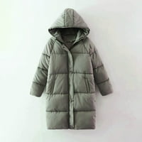 TKING Modne žene Zimska topla kapuljača debela topla jakna dugačak kaput za prekomjerno kaput - m
