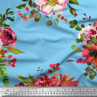 Soimoi Green Heavy Canvas Tkaninski listovi i božur cvjetni ispis tkanine uz dvorište široko