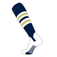 Elita bejzbol koljena visoke striparne čarape mornarice, bijela, vegas zlato