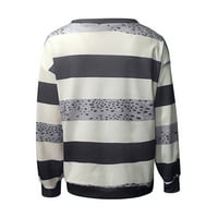 Cuhas Womens Modne bluze Košulje Jesen Zimski prugasti Leopard Šivački pulover znoj dugih rukava plus