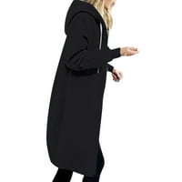 Prevelike dukseve za žene Zip up duljine koljena tunička dukseva Ležerne prilike dugih rukava s kapuljačom