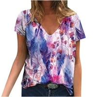Žene plus veličina Top klirence Žene Ljeto tiskovina bluza Tees Casual V-izrez kratkih rukava majica