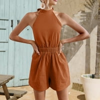 Jumpsuits za ženska naselja na plaži Stil Halter Backlex bez rukava Slim Monohrome Žene Ljetni vrhovi