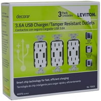 Leviton Leviton T5632-3BW DECORA ECEPTACL & USB punjač, ​​amp, volti