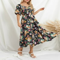 Peyakidsaa ženska ljetna casual boho cvjetna haljina s kratkim rukavima maxi duga haljina