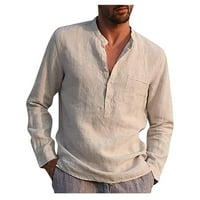Muški dugi rukav Umitay Designer Proljeće Ljeto Muške povremene pamučne posteljine pune boje majica