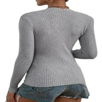 Avamo žene Ruched pulover s dugim rukavima običan Slim Fit pletene vrhove samostojeće jesenje