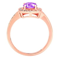 1. CT sjajan okrugli rez prozirni simulirani dijamant 18k ružičasta zlato halo pasijans sa accentima prsten sz 6.25
