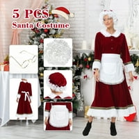 Kostim Santa Claus, gospođa Claus kostim crvena božićna haljina i šešir, Božić santa odijela Outfit