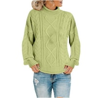 Ženski džemperi padaju zimske pletene pulover džemper vrhovi dugih rukava CREW CREW DUGEWER TRENDY modni pleteni pulover Slim Pulover Mint Green S