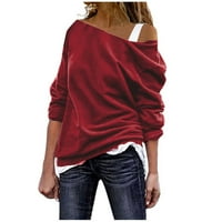 Cuoff ženske modne bluze Košulje Zimske dugih rukava V-izrez Čvrsta jednobojnija T-plus veličina dugih