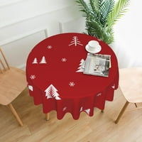 Okrugli stolnjak otporan na prskanje i mrlje, crveno božićno drvsko drveno kuhinjski trpezarijski stolni