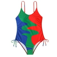 Žene kupaći kostim za kupanje za žene Ženski jednodijelni kupaći kostim s višebojnim patchwork-om, valovito