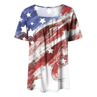 Yyeselk Patriotske bluze za žene ljetne slobodno vrijeme kratkih rukava Square Cratne majice Comfy American