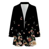 Ženska jeseni modni grafički ispis Blazer jakna Otvorena prednja kardigan jakna radna kancelarija Blazers rever odjeća