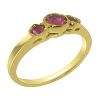 Britanska napravljena 14k žuto zlato prirodno ružičasti turmalin ženski Obećani prsten - Opcije veličine