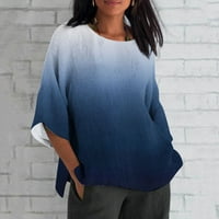 Gathrrgyp Plus veličine za žene, žene tiskati tromjesečni pulover za puloveru za rukav na vrhu majice