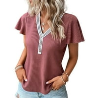 Ženske košulje Ljeto čipka V izrez Europski američki dizajn kratkih rukava Sense T majice za žene