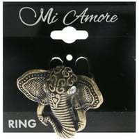 Mi Amore Elephant Crystal Podesivi prsten za zlato-ton veličine 1,00