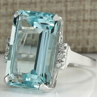 Prirodni akvamarinski prsten za vjenčanje i angažman prsten za prstenje u srebrni prsten ožurli brtvinski