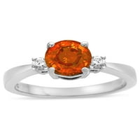 Tommaso Design okrugli simulirani narančasti meksički vatreni zaručnički prsten u KT bijeli zlatni Veličina