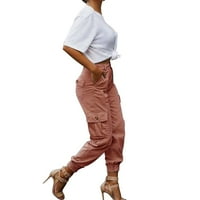 Ženske hlače Zuwimk Ležerne prilike, ženski ravni prednji ravni niz Twill Pant Slim Fit Botcut Pink,