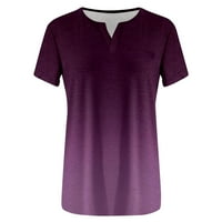 Plus veličine za žene Cvjetni gradijent Ispis V Džep za izrez Labav kratki rukav Summer bluza Sakrij trbuh bluzu