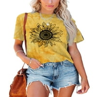 Cindysus Women Loose Boho majica Dame Bohemian Tee Sunflower Print Loungeward Baggy Casual majica