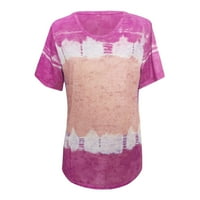 Wofeydo T majice za žene, izrez opružnog kruga plus veličina košulje Ležerne rublje Ispiši ljetni vrh