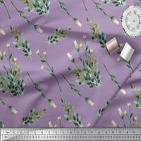 Soimoi Purple Poly Georgette Tkaninski lišće i Tulip Cvjetno štampano zanatsko tkanina od dvorišta široko
