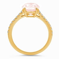 2.21ct ovalni rez ružičasti simulirani dijamant 14k žuto zlato ugraviranje izjava bridalna godišnjica