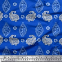 Soimoi plavi pamučni voile tkanini umjetnički paisley dekor tkanina s tiskanim dvorištem širom