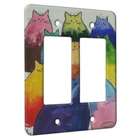 KUZMARK GANG Rocker Wall Plate - devet šarenih dva tonirana mačića apstraktna mačka umjetnost odbitka