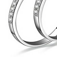 Lomubue Set Ring Shiny kubni cirkonijski pozljeni srebrni romantični par prsten za vjenčanje