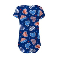 Vrhovi za čišćenje za žene V-izrezane bluze Neovisnosti Žene Bluzes kratki rukav moda, plava, xxl