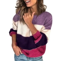 Akiigool ženski džemperi za jesen Žene preveliki džemper od pletenja čvrstog vintage vrhova vafle pletiva