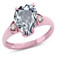 Star K Heart u obliku srčanog originalnog angažmana Aquamarine Obećaj vjenčani prsten u KT ružin Gold Veličina 8. Ženska odrasla osoba