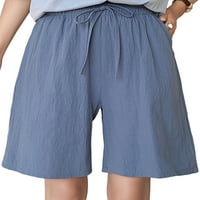 HAITE WOARD Boide džepovi za crtanje ljeto Plažno kratke hlače Labavi visoki struk mini pant za punjenje