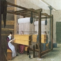 Proizvodnja tekstila, 1840. Nreeding and Crtanje na manchester pamučnom mlinu. Litografija, engleski,