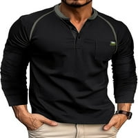 Majica muške majice luxplum muške majice Henley tops Regular Fit Tee Sport Bluze Black S