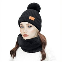 Cotonie Fashion Women Winter Plit Hat Ball ovratnik set debelih toplovih solidnih ušica