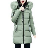 Puawkoer ženska zimska debela jakna ovratnik patentni džepni kaput topla pamučna kapuljača za hlađenje