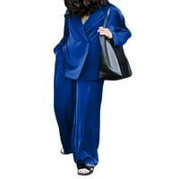 Ženski poslovni odijelo odijelo, čvrste boje rever dugih rukava s dugim rukavima Blazer tipovi + široke