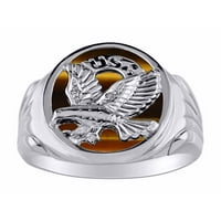 Muški prstenovi 14k bijeli zlatni prsten dizajner patriotski orlov američki prsten sa dijamantima i